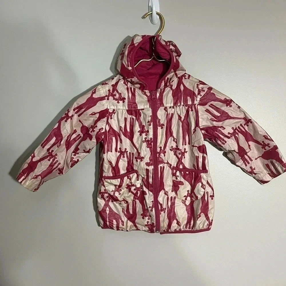 Gap Kids Pink Giraffe Print Hooded Rain Jacket Coat Girls Size 2T?